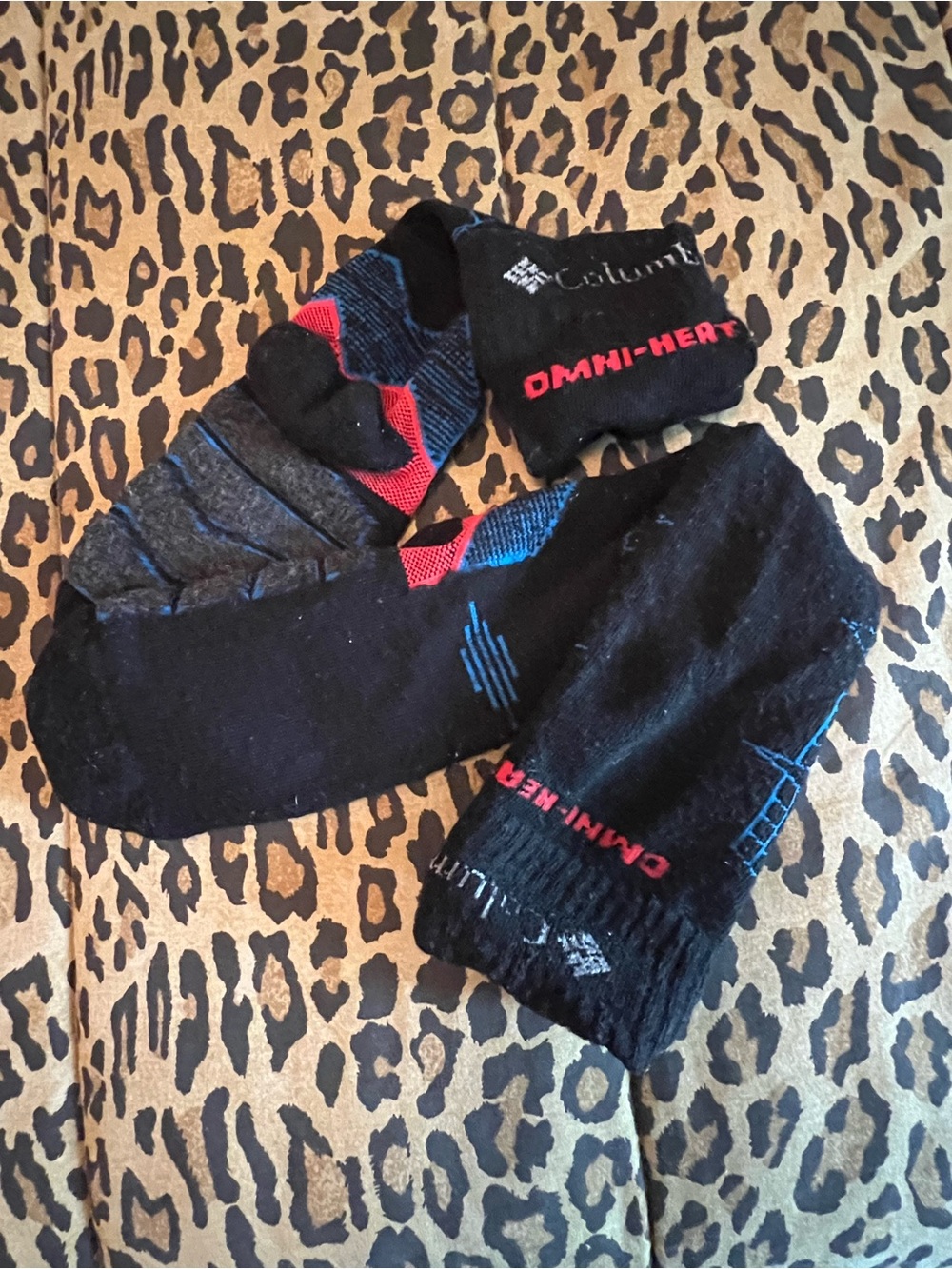 Columbia Black Athletic Low-Cut Socks with Blue and Red Accents